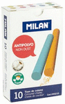 10 TIZAS DE COLORES ANTIPOLVO REDONDAS